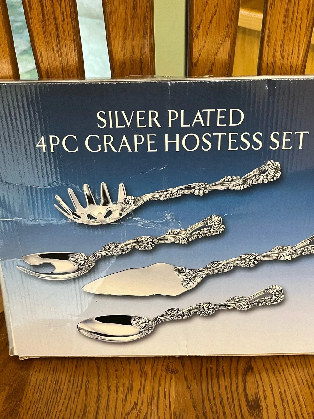 VTG Godinger Silver Art Grape Hostess Serving Set 4PC Salad Pasta Pie Server